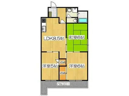 ハイツサイプリス A棟(3LDK/3階)の間取り写真