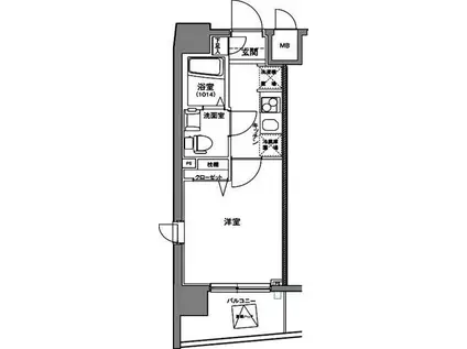 ハーモニーレジデンス東京イーストコア(1K/4階)の間取り写真