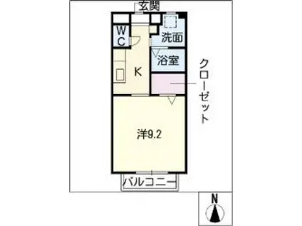コアフュール塩見(1K/1階)の間取り写真