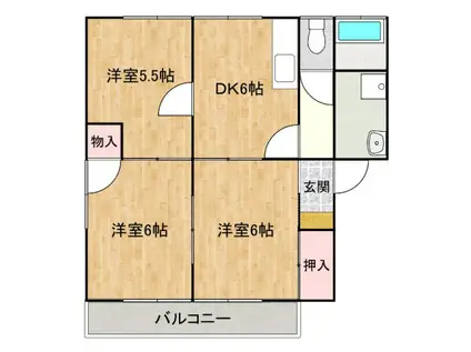 田中コーポB(3DK/1階)の間取り写真