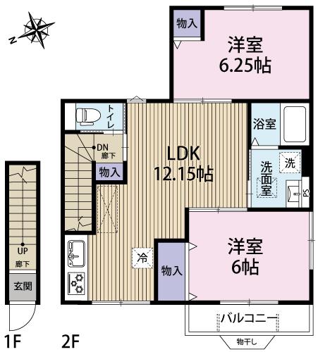 シエル西荻北(2LDK/2階)の間取り写真