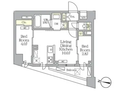 ノガタレジデンス(2LDK/3階)の間取り写真