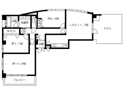 TYビル(3LDK/3階)の間取り写真