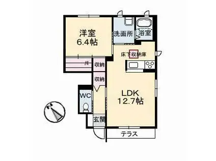 エテルグリーアA棟(1LDK/1階)の間取り写真