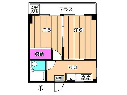 ビラベルデ(2K/1階)の間取り写真
