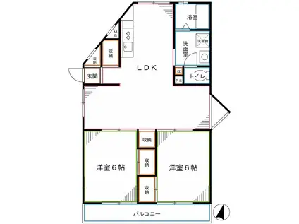 アバンフォルム西国分寺(2LDK/3階)の間取り写真