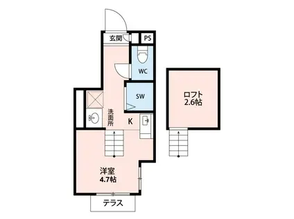 イルヴィアーレ天王坂ノース(ワンルーム/1階)の間取り写真