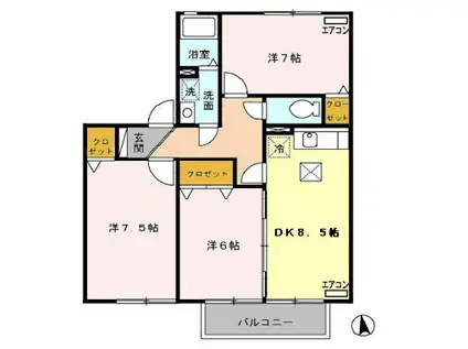 エクレール ティー(3DK/1階)の間取り写真