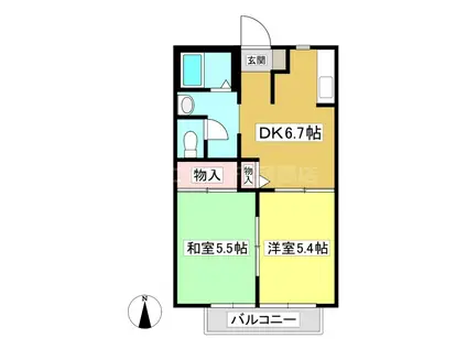 ガーデンハイツ・ルミエールC棟(2DK/2階)の間取り写真