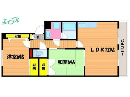 グランパレス福成(2LDK/2階)の間取り写真