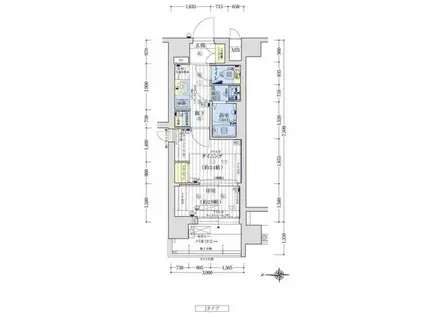 アクアプレイス京都千本丸太町(1DK/3階)の間取り写真