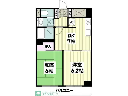 藤和阪東橋ハイタウン(2DK/14階)の間取り写真