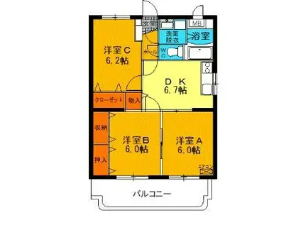 ユーミー渡邉(3DK/3階)の間取り写真