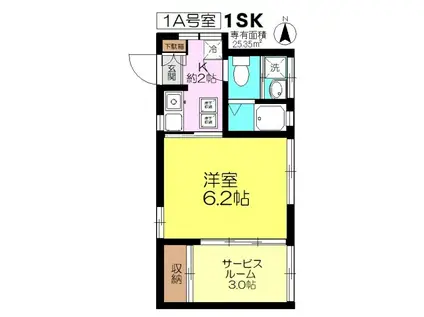 イーストテラス(1SK/1階)の間取り写真