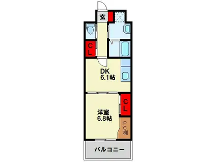 S-FORT小倉(1DK/4階)の間取り写真
