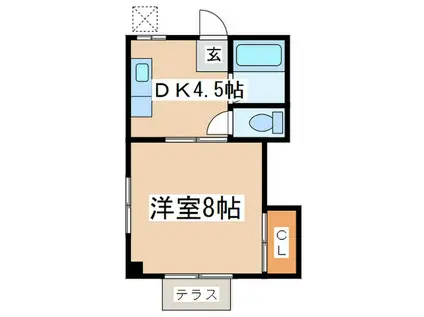 プロスペアー橋本(1DK/1階)の間取り写真