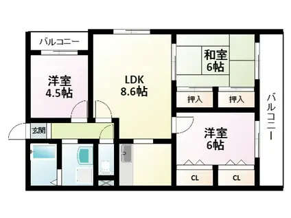 ベルフィードII(3LDK/2階)の間取り写真