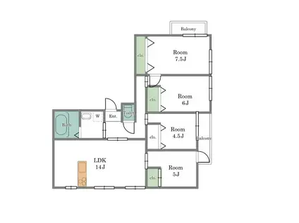 コレアパレス常葉10(4LDK/4階)の間取り写真