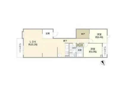 ハイツ向ヶ丘遊園(2LDK/11階)の間取り写真