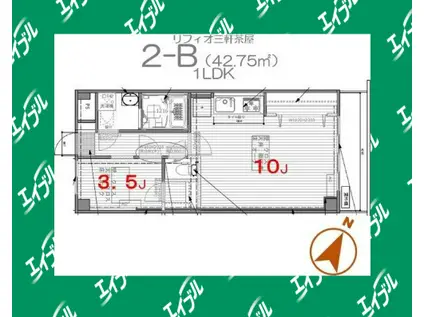 リフィオ三軒茶屋(1LDK/2階)の間取り写真