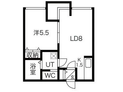 ジェラン小樽1ST(1LDK/2階)の間取り写真