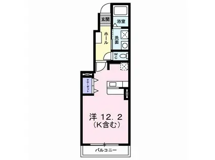 クラール・セイバリー I(ワンルーム/1階)の間取り写真