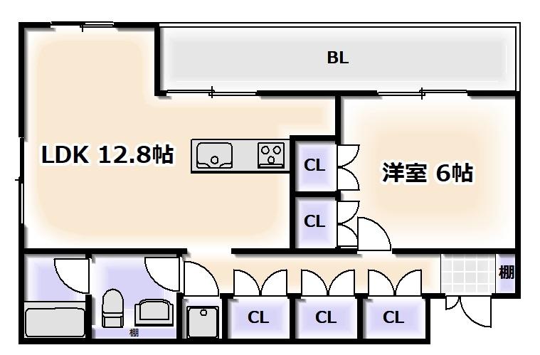グラスホッパー(1LDK/9階)の間取り写真