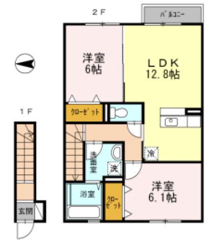 セジュール常盤A棟(2LDK/2階)の間取り写真