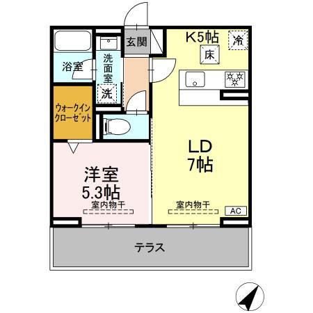 セレーナ東静岡(1LDK/1階)の間取り写真