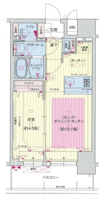 プレサンス立売堀アーバンスタイル(1LDK/14階)の間取り写真