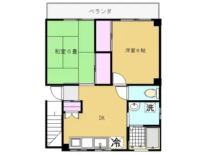 東裏ハイツ(2DK/3階)の間取り写真