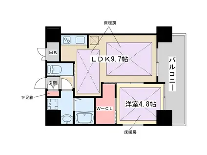 ノルデンハイム江坂Ⅲ(1LDK/12階)の間取り写真