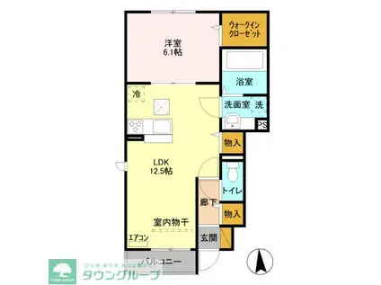 グリーンコーポシティ前川B(1LDK/1階)の間取り写真