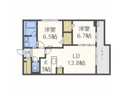 N-STAGE.STELLA(2LDK/3階)の間取り写真