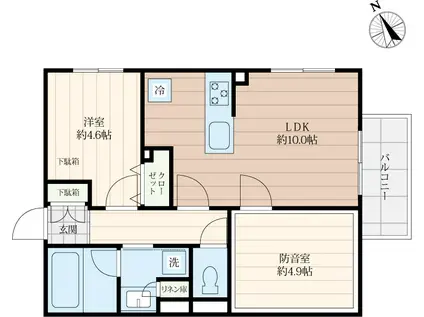 クリオ ラモード新江古田サウンドテラス(1SLDK/2階)の間取り写真