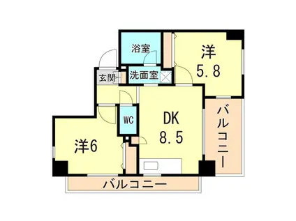 GROOVE神戸レジデンス(2LDK/3階)の間取り写真