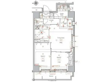 シーネクス上野松が谷(2LDK/10階)の間取り写真