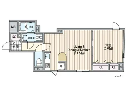 エルファーロ目黒I(1LDK/4階)の間取り写真