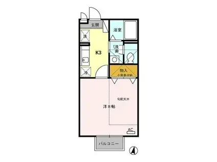 ヴィブレアトリオ(1K/2階)の間取り写真