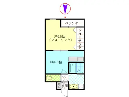 ヴィヴレ久が原(1DK/1階)の間取り写真