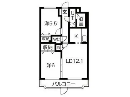 ユーミー神(2LDK/3階)の間取り写真