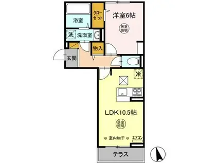 エースコート III(1LDK/1階)の間取り写真