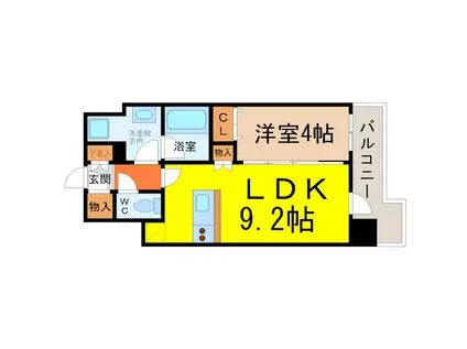 エスティメゾン東別院(1LDK/2階)の間取り写真