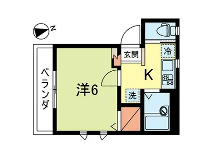 サットンプレイス・KII(1K/1階)の間取り写真