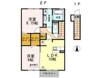 アーバンキャンドルII B(2LDK/2階)の間取り写真