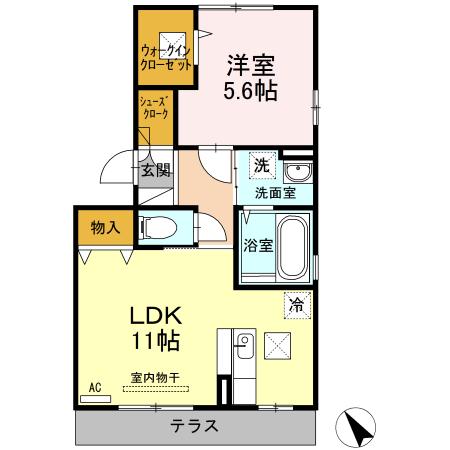 ハウスひまわり(1LDK/1階)の間取り写真