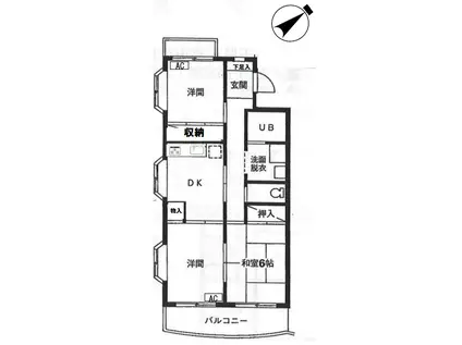 ペアシティ久喜壱番館(3DK/2階)の間取り写真