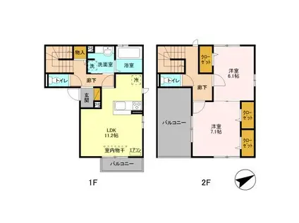 パークフロント朝霞本町(2LDK/2階)の間取り写真
