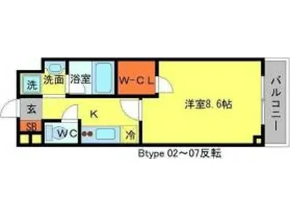 プリマベーラA棟(1K/5階)の間取り写真