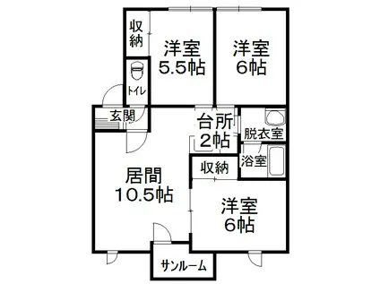 ピースフルタウンラプソディー(3LDK/2階)の間取り写真